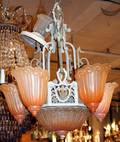 030391 ART DECO METAL  GLASS CHANDELIERS C1930