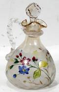 021489 HANDBLOWN  ENAMELED GLASS CRUET C 1900 H8