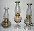 050447 AMERICAN ANTIQUE PRESSED GLASS OIL LAMPS