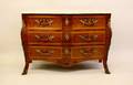 A Walnut Marble Top Bombe Commode