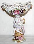 042406 DRESDEN STYLE PORCELAIN COMPOTE C 1930 H15