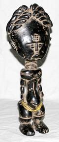 040485 ASANTE CARVED WOOD FIGURE GHANA H 15