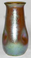 032306 LOETZ STYLE IRIDESCENT GREEN ART GLASS VASE
