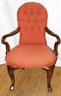 031518 QUEEN ANNE STYLE MAHOGANY ARMCHAIR C 1960