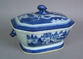 Chinese export blue and white Canton tureen and cover 19th c