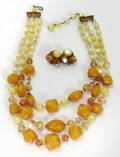 021532 ROBERT COSTUME YELLOW GLASS NECKLACE EARRINGS