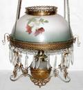 061559 VICTORIAN HANGING LAMP W GLASS SHADE C 1870
