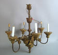 Sheet iron and turned wood chandelier late 18th c