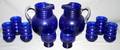 050481 COBALT BLUE PITCHER  GLASS SET 10 PCS