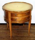 031537 DRUM TABLE W LEATHER TOP C1930 H 20