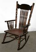 022446 EARLY STYLE MAHOGANY SPINDLE ROCKING CHAIR