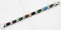 022413 MEXICAN STERLING BRACELET W SEMIPREC STONES