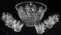 020515 PRESSED GLASS PUNCH BOWL  CUP SET