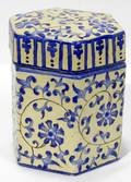 062501 CHINESE BLUE  YELLOW PORCELAIN COVERED JAR