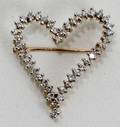 061589 14KT GOLD  DIAMOND HEART PIN L 13