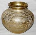052545 NEAR EASTERN BRONZE VASE W ANIMALS H 6