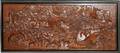 052515 CHINESE HAND CARVED WOOD PLAQUE MODERN 15x34