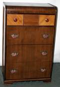 051525 ART DECO WALNUT CHEST OF FOUR DRAWERS C1925