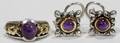 050517 GOLD STERLING  AMETHYST RING  EARRINGS