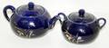 031579 BLUE PORCELAIN TEAPOT  COVERED SUGAR BOWL
