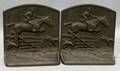 022474 IRON BOOKENDS HORSE JUMPING OVER FENCE PAIR