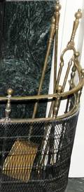 021630 BRASS FIREPLACE TONGS  SHOVEL