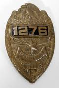 020552 MEXICAN BRASS POLICE BADGE EAGLE SNAKE STAR