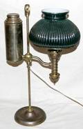 070541 ELECTRIFIED BRASS STUDENTS LAMP W GREEN GLASS