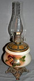 060540 MILK GLASS HURRICANE OIL LAMP H 21