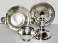 052566 SILVERPLATE CANDLESTICK PORRINGER  DISHES
