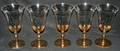 030570 HAND MADE AMBER GLASS GOBLETS C 1935 5 PCS
