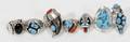 022498 NAVAHO INDIAN TURQUOISE CORAL ONYX RINGS