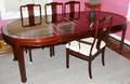 070005 CHINESE STYLE MAHOGANY DINNER TABLE  CHAIRS