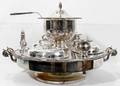 061019 SILVER PLATE LAZY SUSAN W HOT WATER BASE