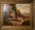 060011 OIL ON CANVAS COTTAGE SCENE W FAMILY