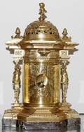 052005 JAPY FRERES BRONZE MANTEL CLOCK ON MARBLE BASE
