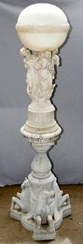 051035 TRUFELLI MARBLE  ALABASTER FIGURAL TORCHIERE