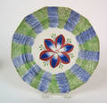 Blue and green rainbow spatter paneled plate