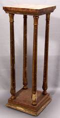 051021 FRENCH STYLE GILT WOOD  MARBLE PEDESTAL