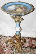 050038 FRENCH GILT BRONZE  PORCELAIN PEDESTAL TABLE