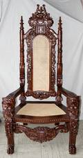050035 MAHOGANY  CANE THRONE CHAIR H 71