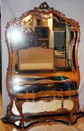 050034 ITALY WALNUT  OLIVE WOOD CONSOLEHALL MIRROR