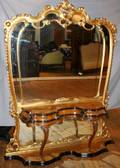 050033 ITALY WALNUT  GILT WOOD CONSOLEHALL MIRROR