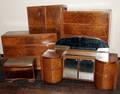050047 ART DECO STYLE BURL WOOD VENEER BEDROOM SET