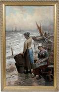 042014 L GURTNER OIL ON CANVAS WOMEN BY THE SHORE