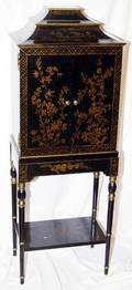 042036 CHINOISERIE DECORATEDBLACK LACQUER PAGODA STYL