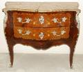 042025 FRENCH LOUIS XV MARQUETRY  MARBLE TOP COMMODE