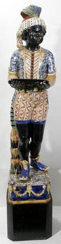 042042 FRENCH MAJOLICA STANDING BLACKAMOOR C 1850 H