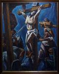 041038 HARRY L FREUND OIL ON CANVAS CRUCIFIXION