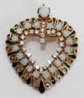 041057 GOLD 1CT OPAL  DIAMOND HEART PENDANTBROOCH